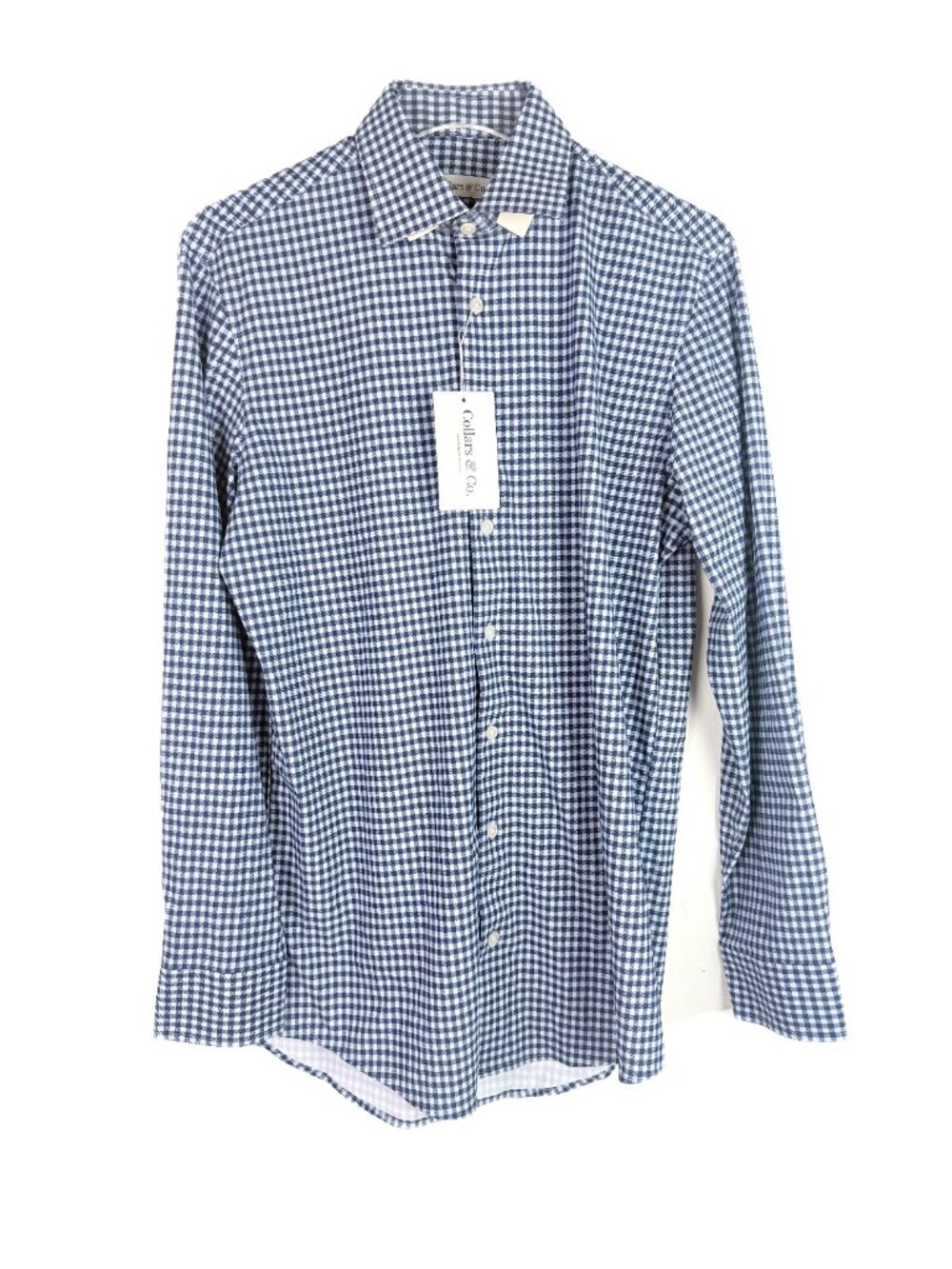 NWT Collars & Co Apex Performance Dress Shirt Semi-Spread Collar Gingham Small S - Picture 2 of 10